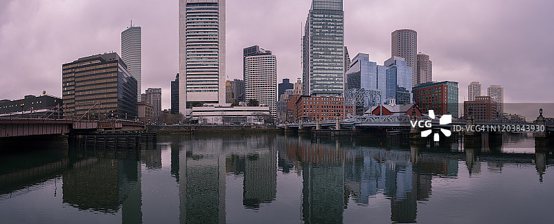 波士顿市中心的海滨地区全景图片素材