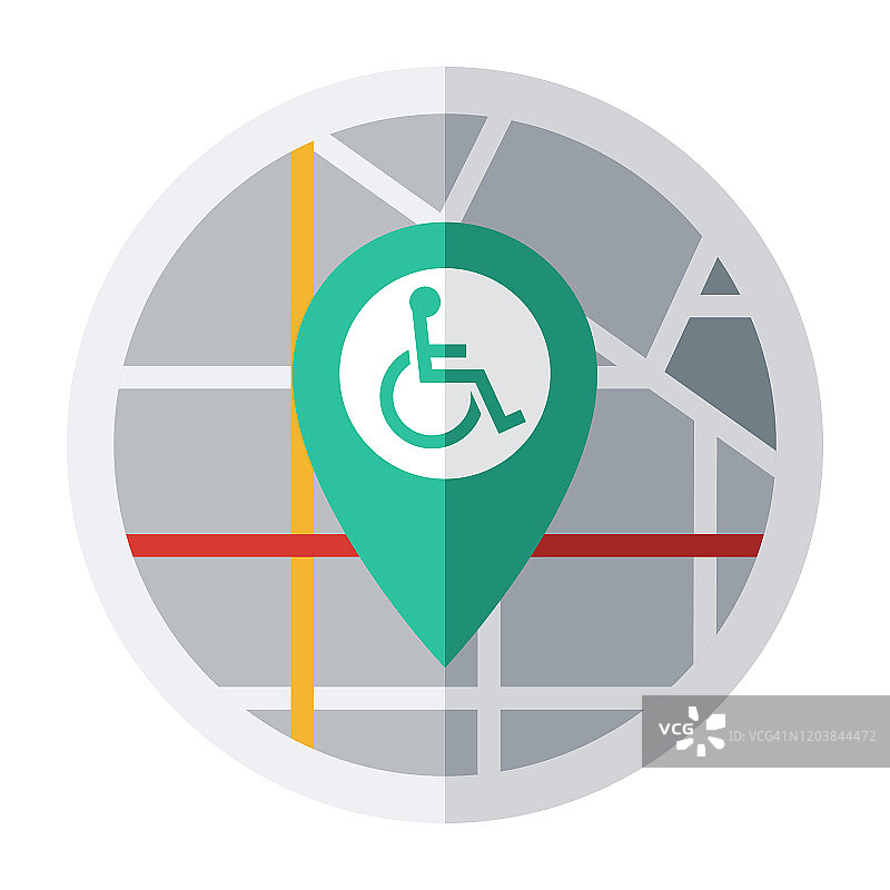 轮椅无障碍地图引脚图标图片素材