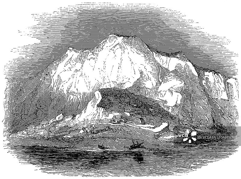 英国肯特郡多佛的白悬崖——19世纪图片素材