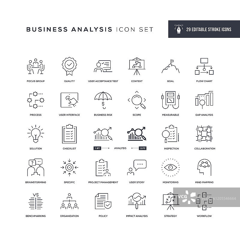 业务分析可编辑的笔画线图标图片素材