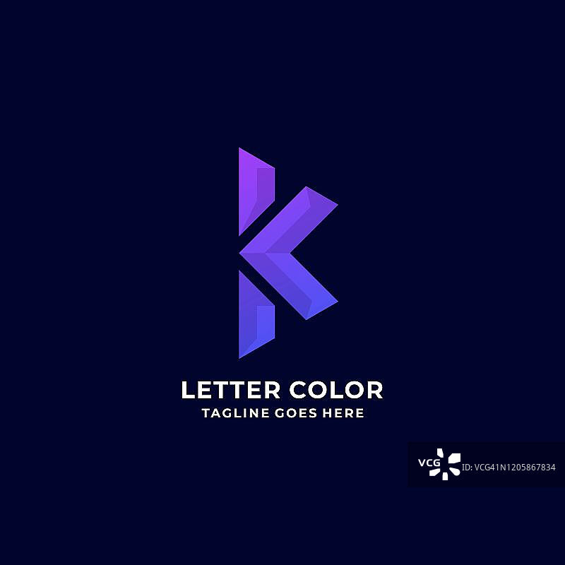 矢量插图字母K梯度彩色。图片素材