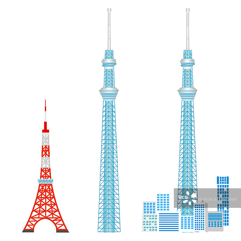 东京天空树和东京塔图片素材