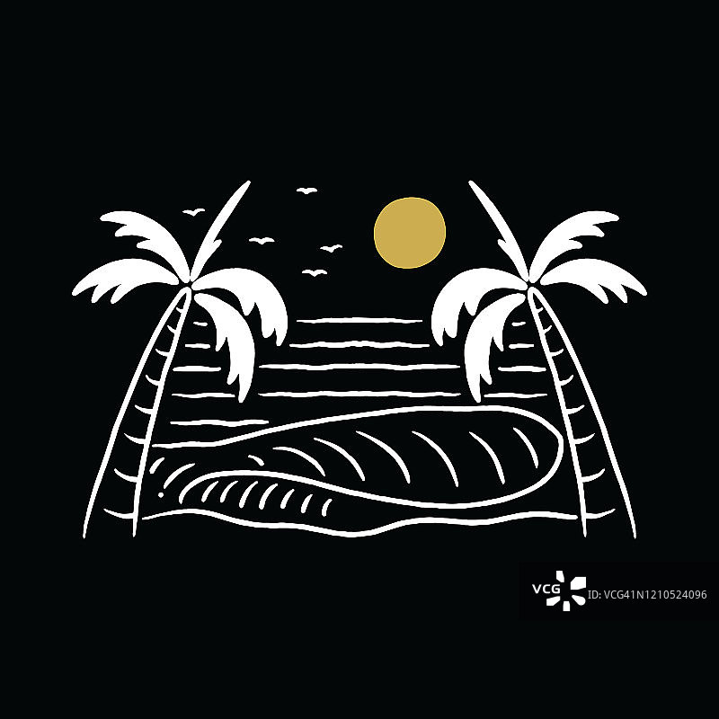夏季海滩假日图形插图矢量艺术t恤设计图片素材