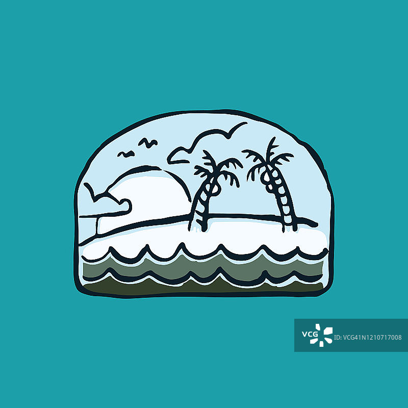 夏季海滩假日图形插图矢量艺术t恤设计图片素材