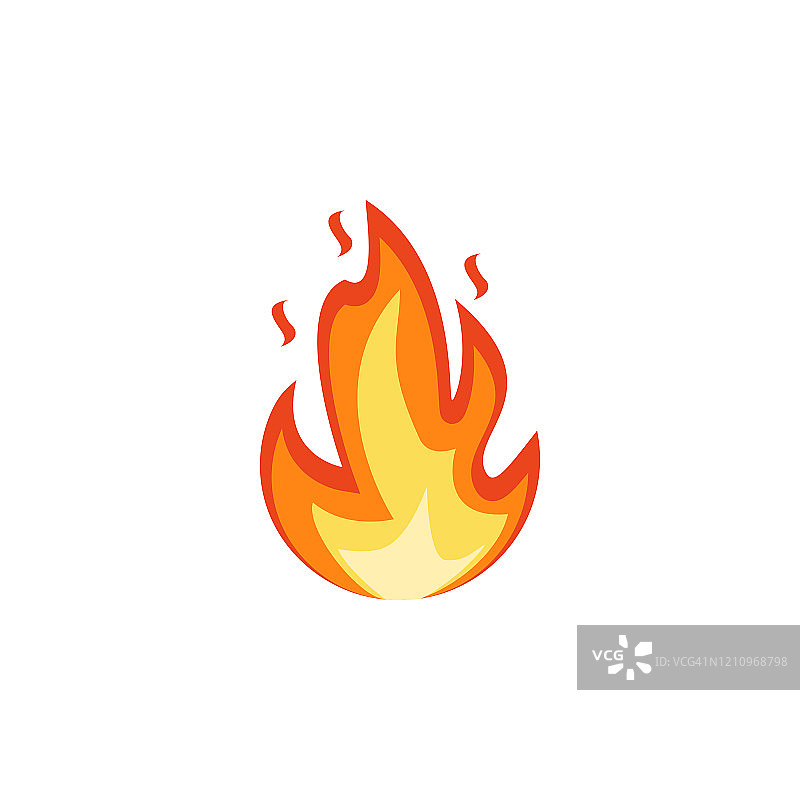 火emoji图标。火焰火象星座。火孤立在白色背景上。矢量图图片素材