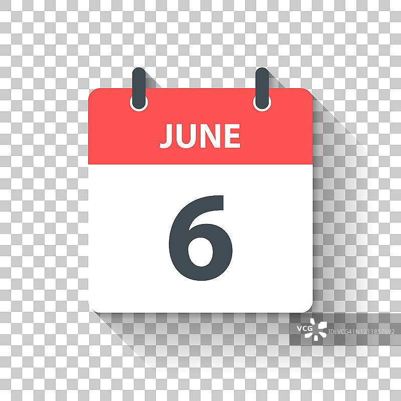 6月6日-日日历图标在平面设计风格图片素材