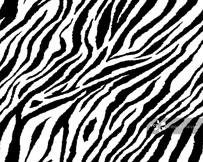 全无缝壁纸斑马和老虎条纹动物皮肤图案。黑白设计用于纺织面料印花。时尚，家居设计适合。图片素材