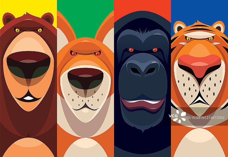 熊，狐狸，黑猩猩，老虎图片素材