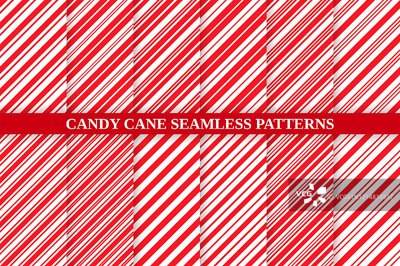 糖果藤无缝图案。圣诞节条纹背景。矢量插图。图片素材