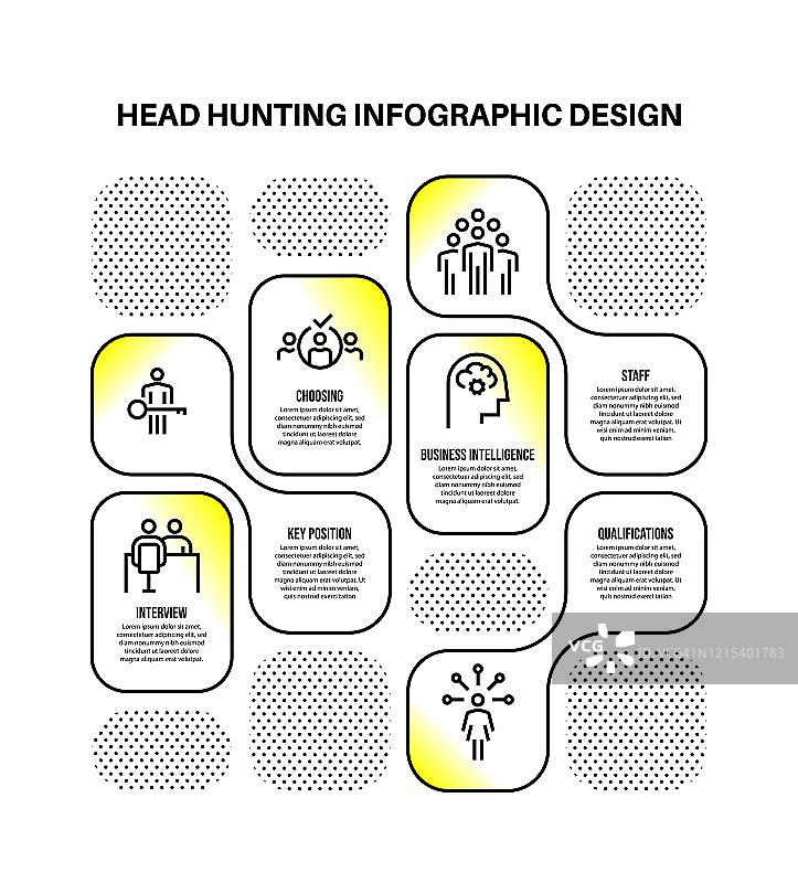 信息图表设计模板与猎头关键词和图标图片素材