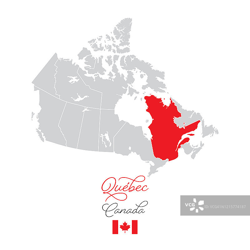魁北克在加拿大矢量地图插图图片素材