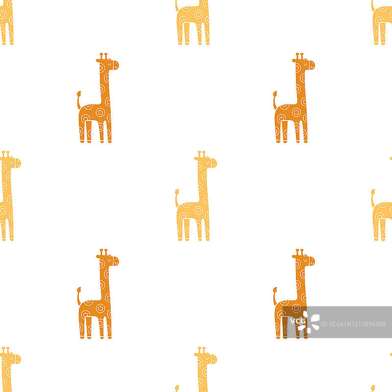 可爱的幼稚无缝矢量图案与长颈鹿。图片素材