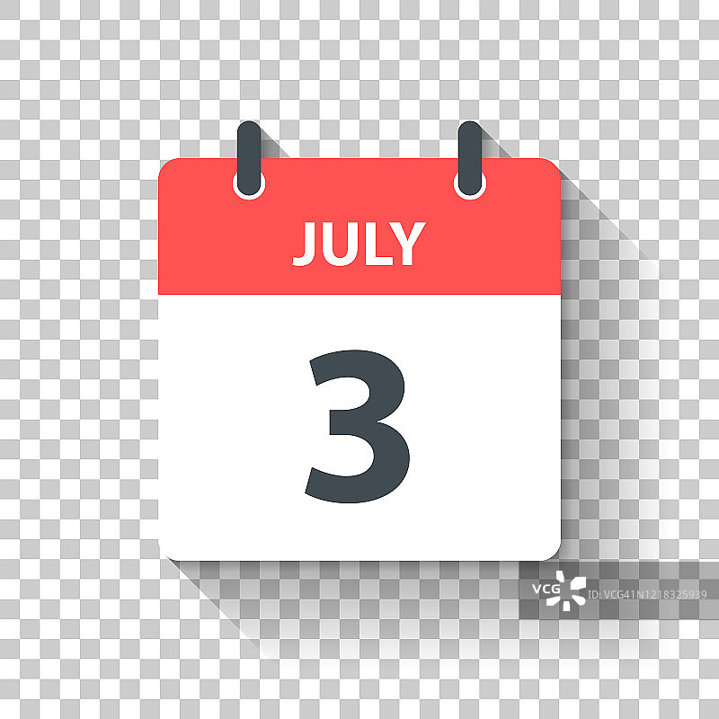 7月3日-日日历图标在平面设计风格图片素材