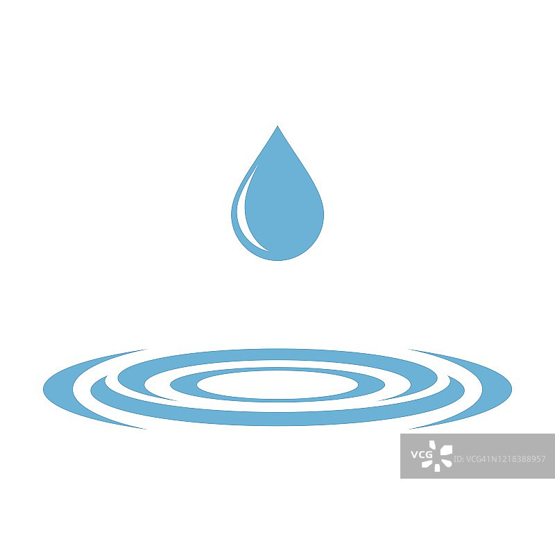 蓝色水滴和漩涡标志模板插图设计。向量EPS 10。图片素材