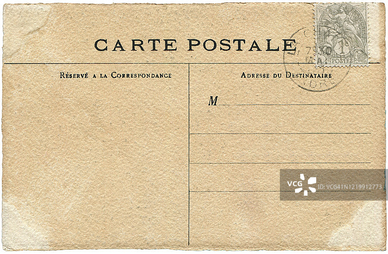 20世纪初从法国拉查特尔寄出的老式明信片，对于任何具有历史意义的明信片通信来说都是一个非常好的背景。图片素材