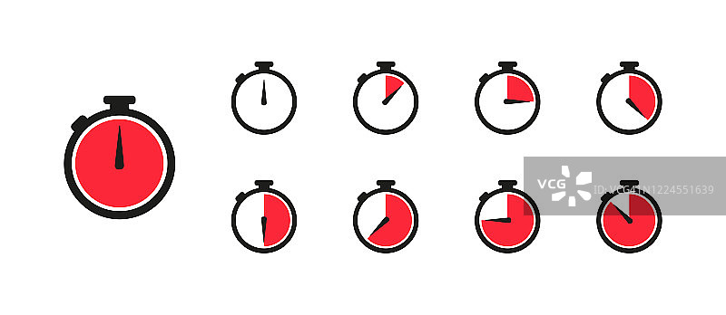 手表，时间图标，时钟设置孤立图标在平面风格，矢量图片素材