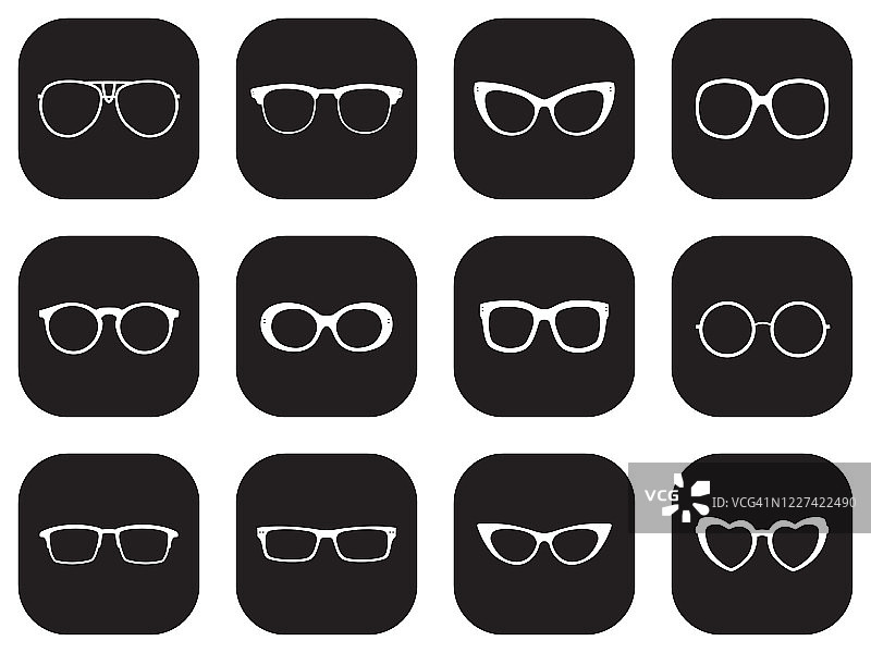 12款黑色眼镜图标图片素材