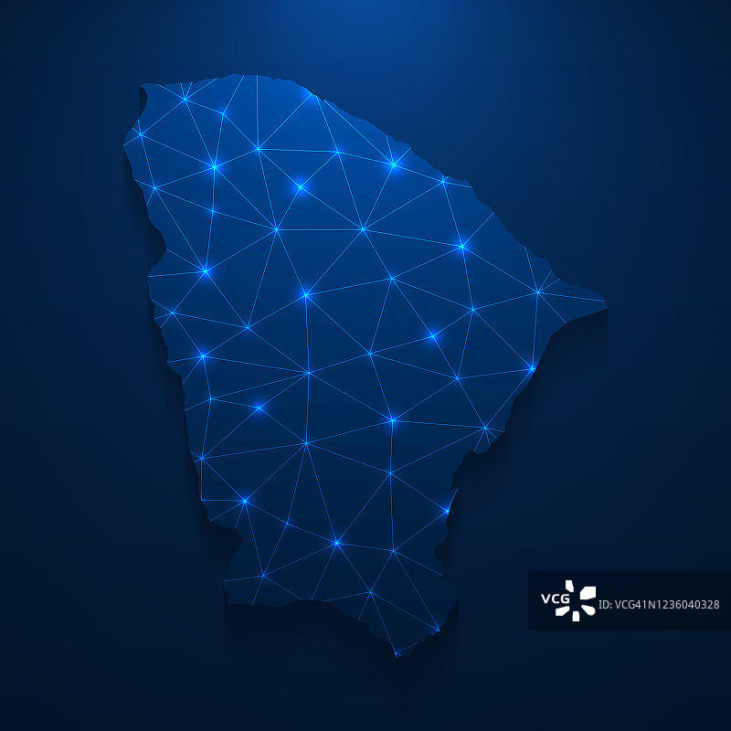 Ceara地图网络-明亮的网格在深蓝色的背景图片素材