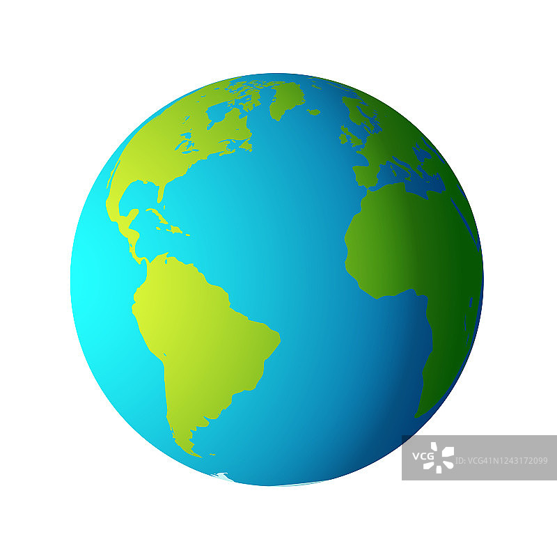 简单的地球，没有云，美洲，欧洲和非洲可见。图片素材