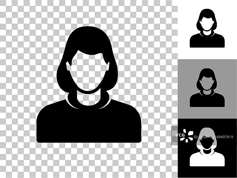 女人的脸图标在棋盘透明的背景图片素材