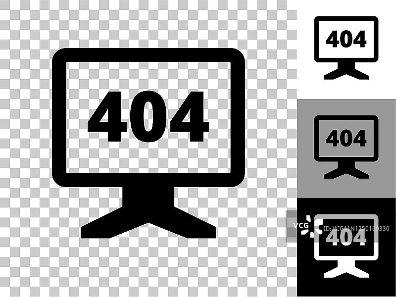 404错误监视器图标在棋盘透明的背景图片素材