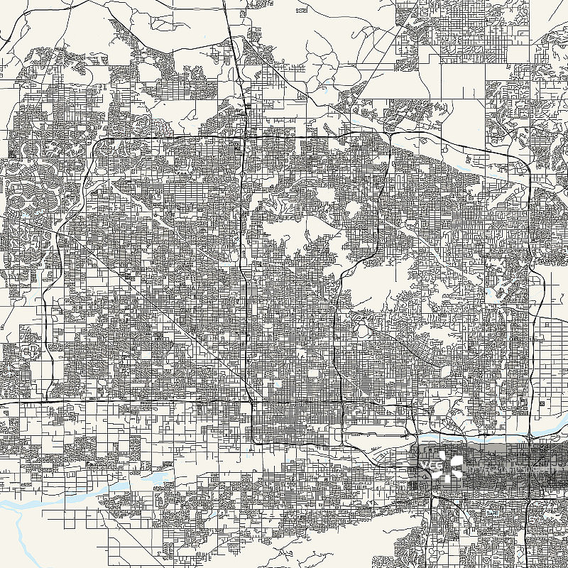 凤凰城，亚利桑那州矢量地图图片素材