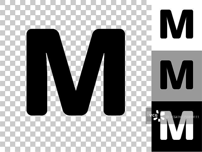 字母M图标上的棋盘透明背景图片素材