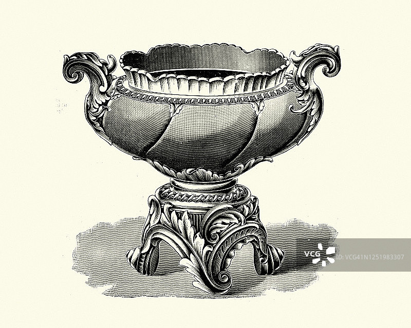 维多利亚式花瓶，装饰性的花盒或花盆图片素材