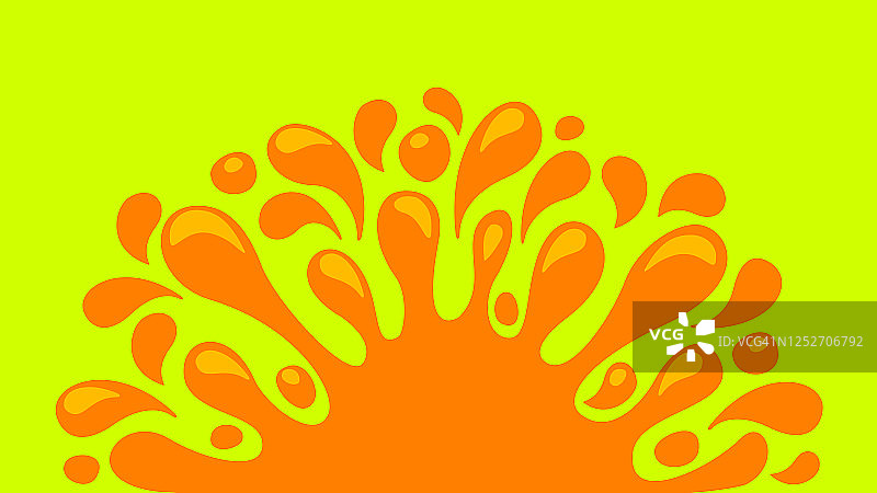 橙汁水飞溅落，水滴橙平孤立在柠檬绿上，菠萝汁飞溅流，橙汁飞溅简单为包装设计，橙汁标志图形横幅广告图片素材