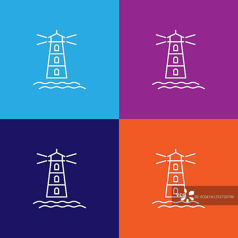 旅行灯塔轮廓图标。旅游插画图标元素。符号和符号可以用于网页，标志，手机应用程序，UI，用户体验图片素材