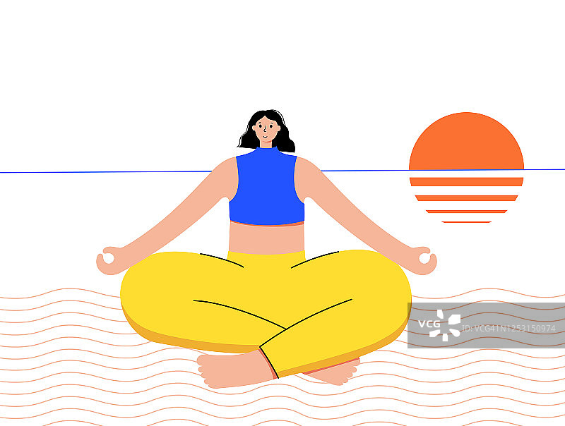瑜伽平面矢量插图。健康的生活方式图片素材