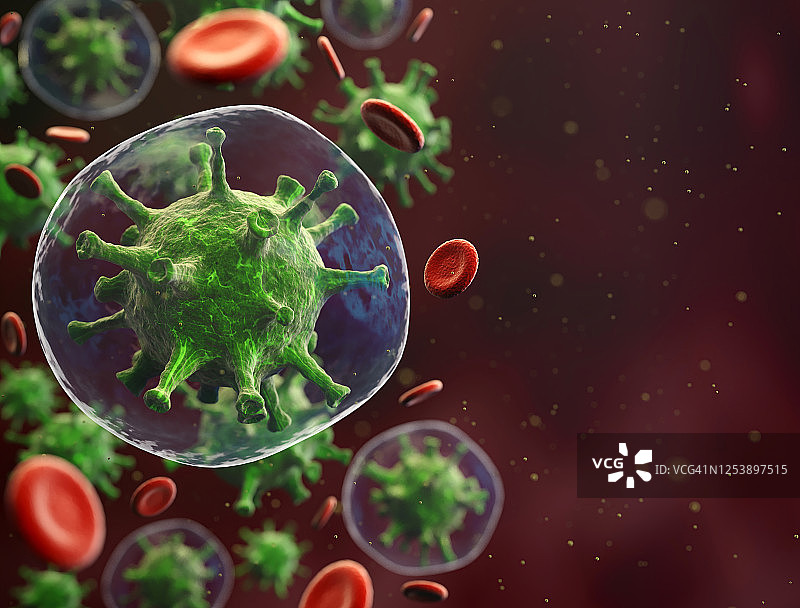 冠状病毒混合血细胞复制空间模板图片素材