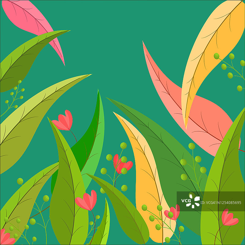 热带植物花卉户外春天与抽象背景纹理壁纸风景矢量和插图平面设计图片素材