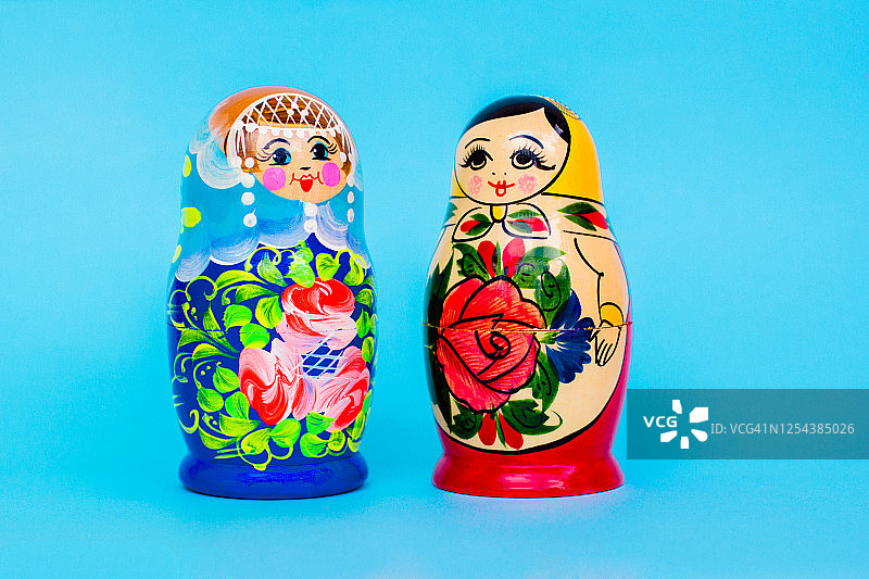五颜六色的俄罗斯套娃，斯拉夫纪念品。图片素材