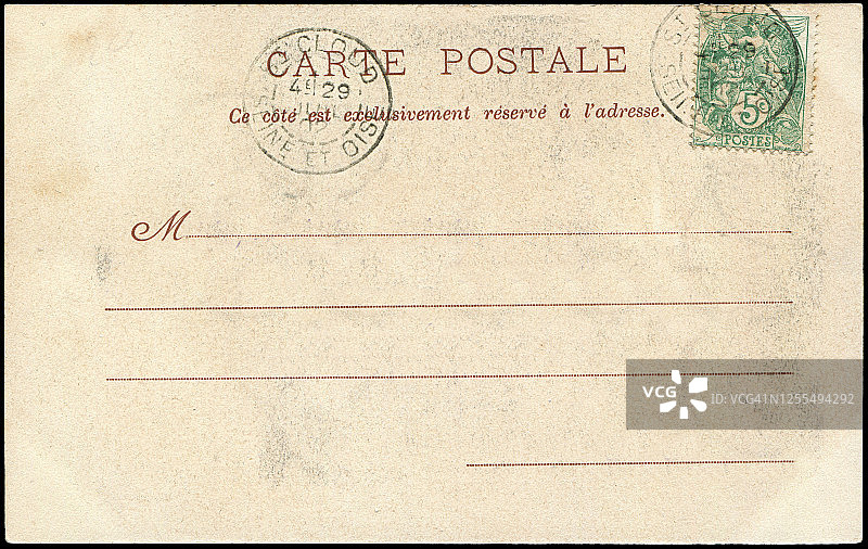 20世纪初从法国圣克劳德寄出的老式明信片，对于任何历史明信片通信的使用都是一个非常好的背景。图片素材