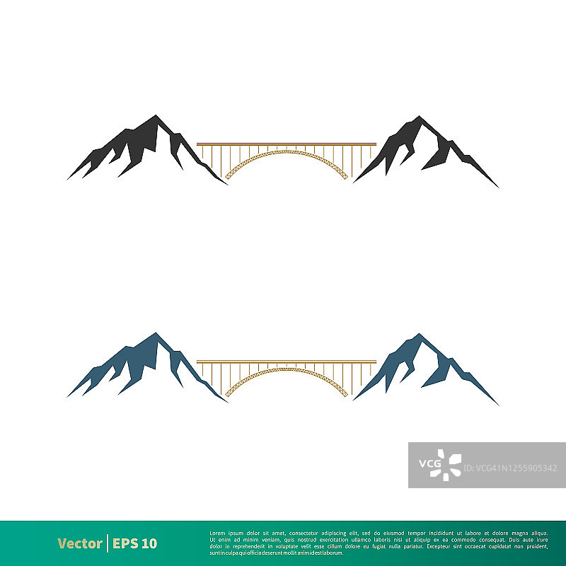 桥和山图标矢量标志模板插图设计。向量EPS 10。图片素材