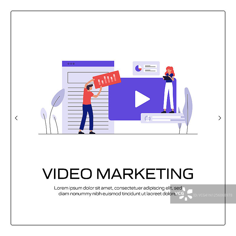 视频营销概念矢量插图网站横幅，广告和营销材料，在线广告，业务演示等。图片素材