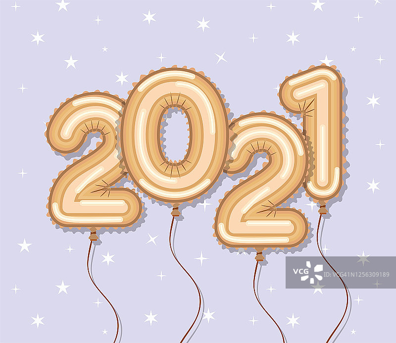 2021年新年设计金色气球图片素材
