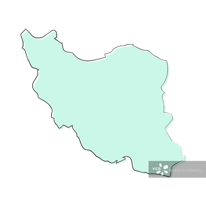 伊朗地图手绘在白色的背景-时尚的设计图片素材