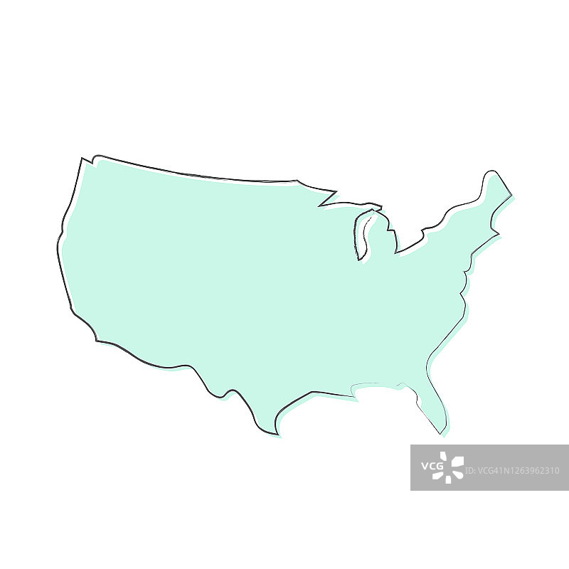 美国地图手绘在白色的背景-时尚的设计图片素材