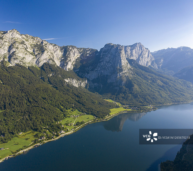 奥地利格伦德湖的巴肯斯坦山图片素材