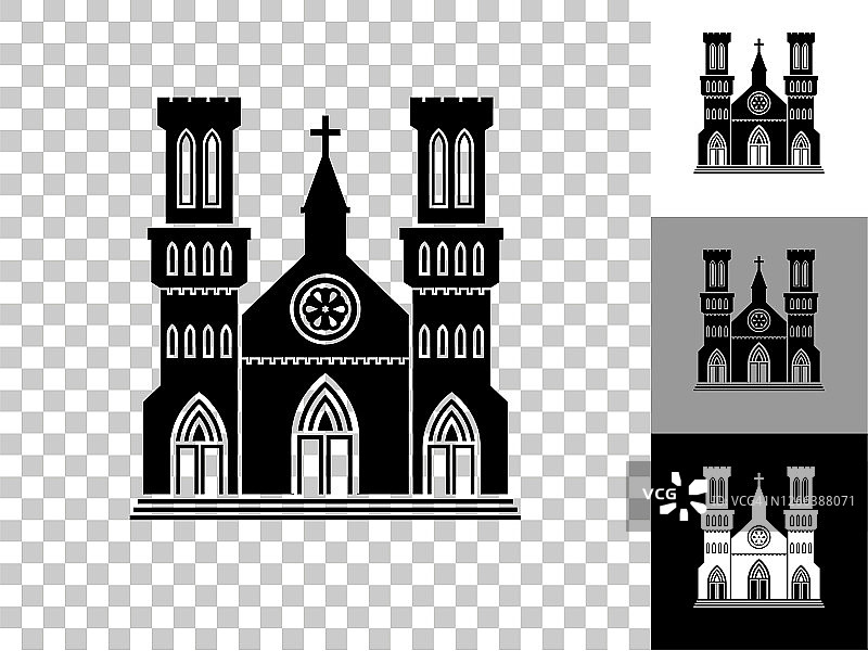 教堂建筑图标在棋盘透明的背景图片素材