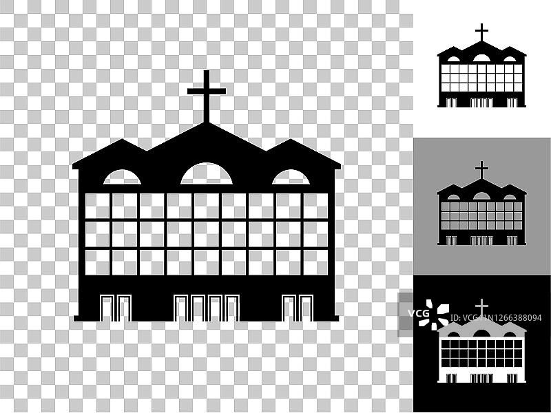 教堂建筑图标在棋盘透明的背景图片素材