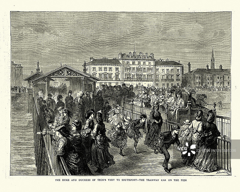 索斯波特码头的有轨电车，维多利亚19世纪图片素材