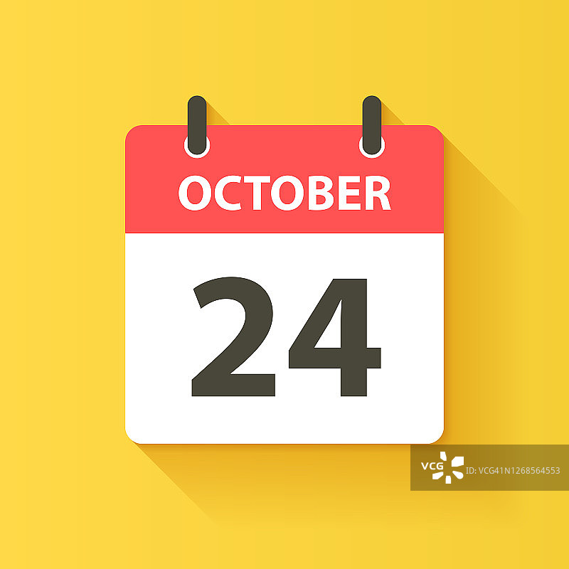 10月24日-每日日历图标在平面设计风格图片素材