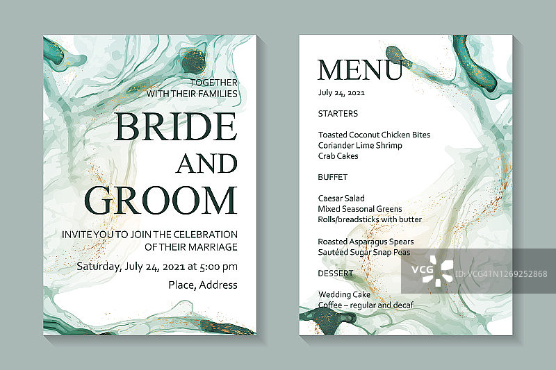 现代抽象豪华婚礼邀请设计或卡片模板生日问候或证书或封面。图片素材