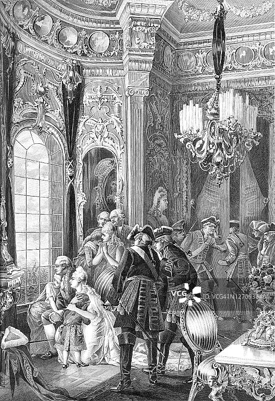 1789年法国大革命期间，法国路易十六与家人在凡尔赛宫图片素材
