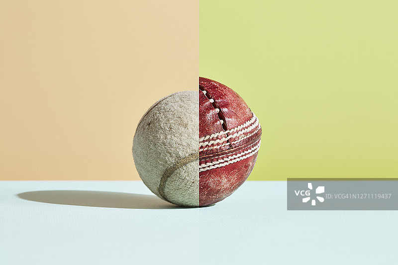 旧板球和网球的合成图像图片素材
