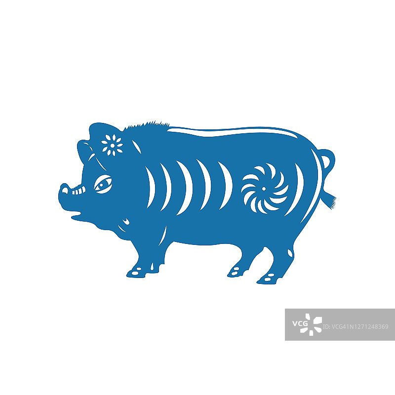 十二生肖猪(中国剪纸图案)图片素材