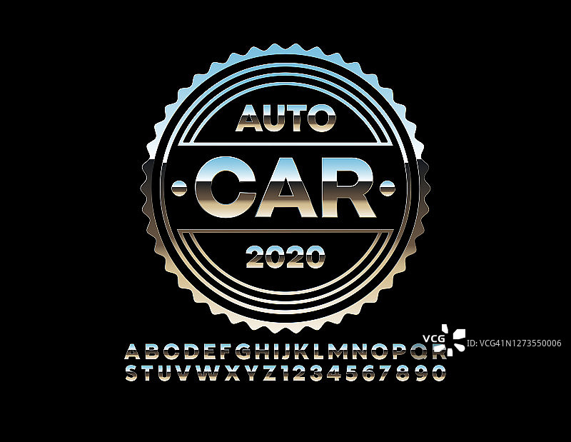 矢量金属标志汽车2020。Chrome字母和数字图片素材